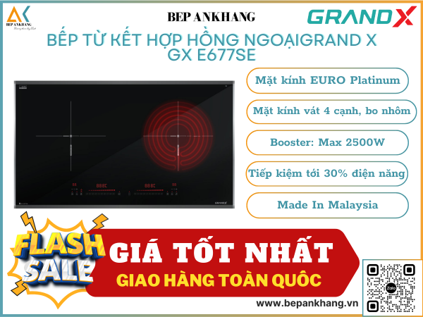 Bếp từ kết hợp hợp hồng ngoại Grand X GX E677SE - Made In Malaysia